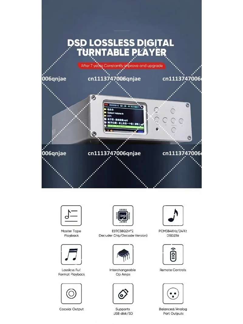 Digital Amplifier XLR RCA Coaxial USB DSD DAC ES9038Q2M Remote Lossless HIFI Car CD Player view 5