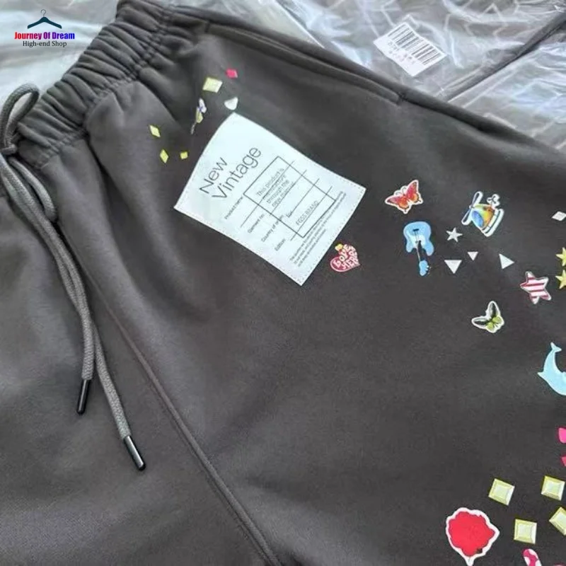 INS Heavyweight Summer Cartoon Personality Print Loose Shorts Summer Cotton Hip Hop Men's and Women's Casual Breeches