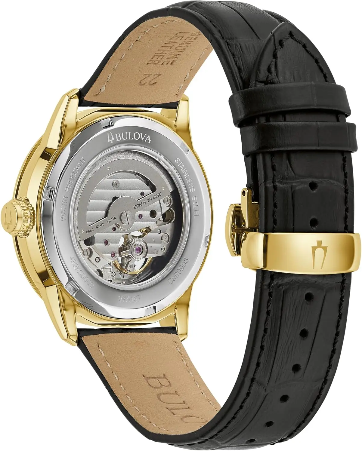 Men's Automatic Watch with 24-Hour Dial, Open Aperture, Self-Winding, Exhibition Back, Luminous Hands, 42mm