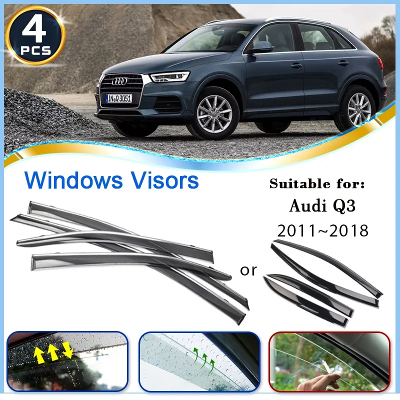 

Car Window Visor For Audi Q3 8U 2011~2018 Awnings Wind Sun Rain Visor Deflector Weathershields Shelter Set Auto Accessories 2015