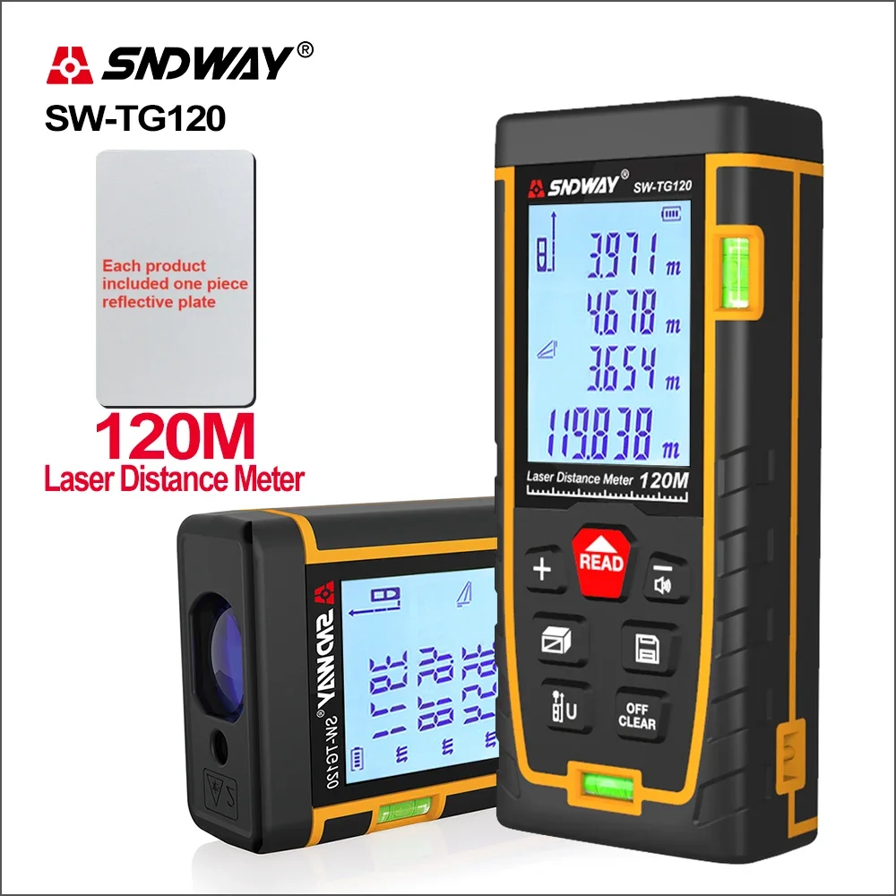 SW-TG50 Rangefinder Laser Double Horizontal Bubble Distance Meter 50M 70M 100M Range Battery-Powered  Hand Tool Device