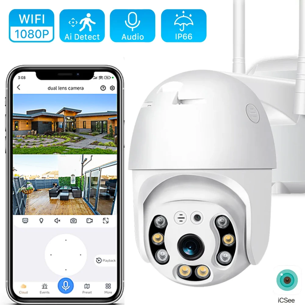 

1080P Security Camera WIFI Outdoor PTZ Speed Dome Wireless IP Camera CCTV Pan Tilt 4x Zoom Infrared Network Monitoring P2P CAM