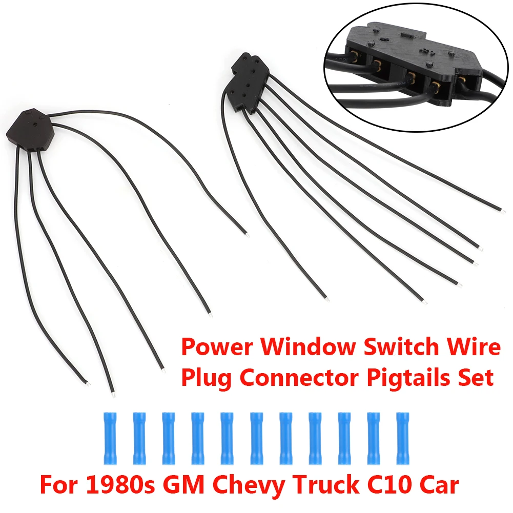 

For 1980s GM Chevy Truck C10 Car Window Switch Wire Plug Connector Pigtails Set