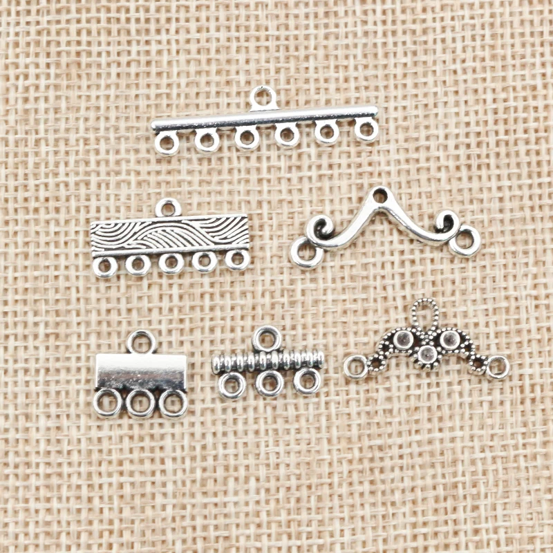 30pcs Antique Silver Plated Vintage Bar Rectangle Retro Connector Charm Pendant DIY Necklace Jewelry Findings Accessories