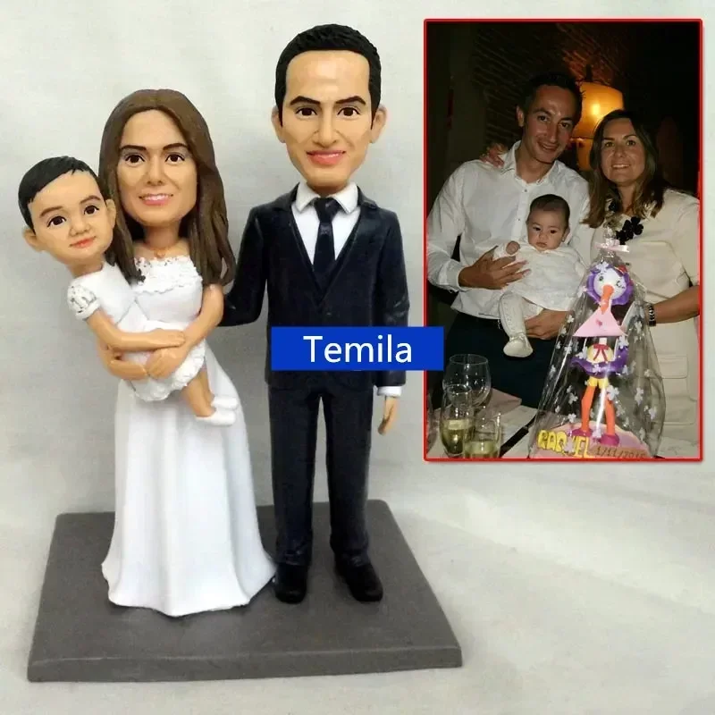 Handmade Polymer Clay figure wedding Married couple Doll Photo custom character model Statue Birthday Cake Topper Gift