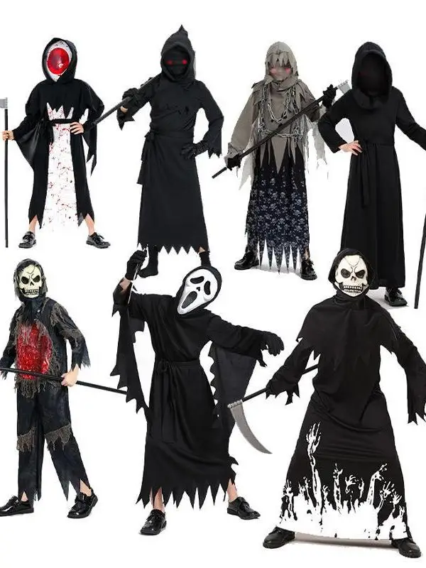 

Halloween Ghost Festival Reaper Costume Night Light Sickle Ladies Fashionable Traditional Chinese Ethnic Stage Costume