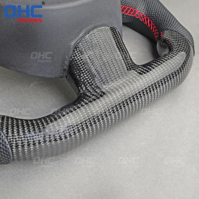 For Audi B7 A5, carbon fiber + perForated leather, red positioning line, car modification steering wheel