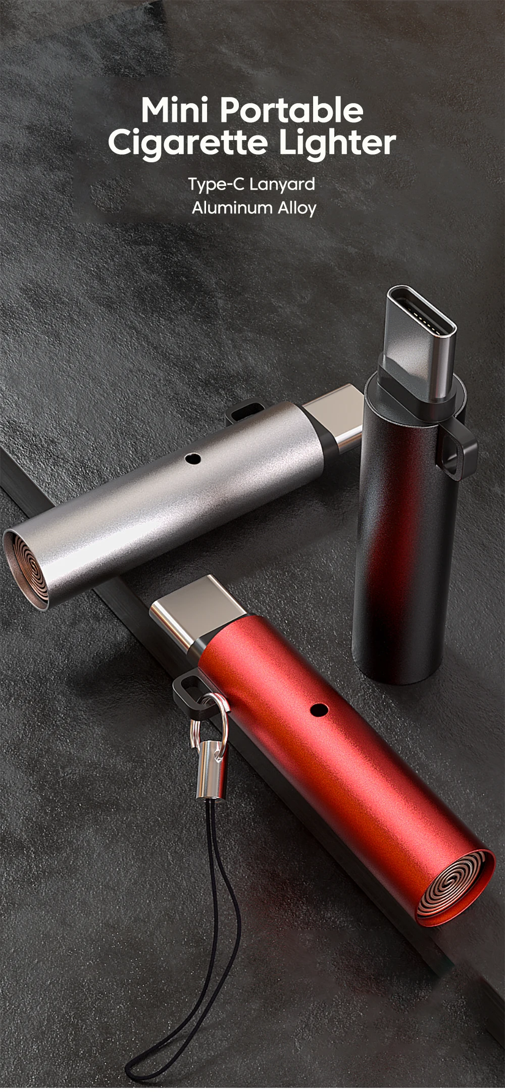 Typ-C Gehäuse Tragbare Luftpumpe Zigarettenanzünder Mini Luftblas-Zigarettenanzünder Outdoor Sicherheits-USB-C-Adapter für iPhone 17 – Detail 1