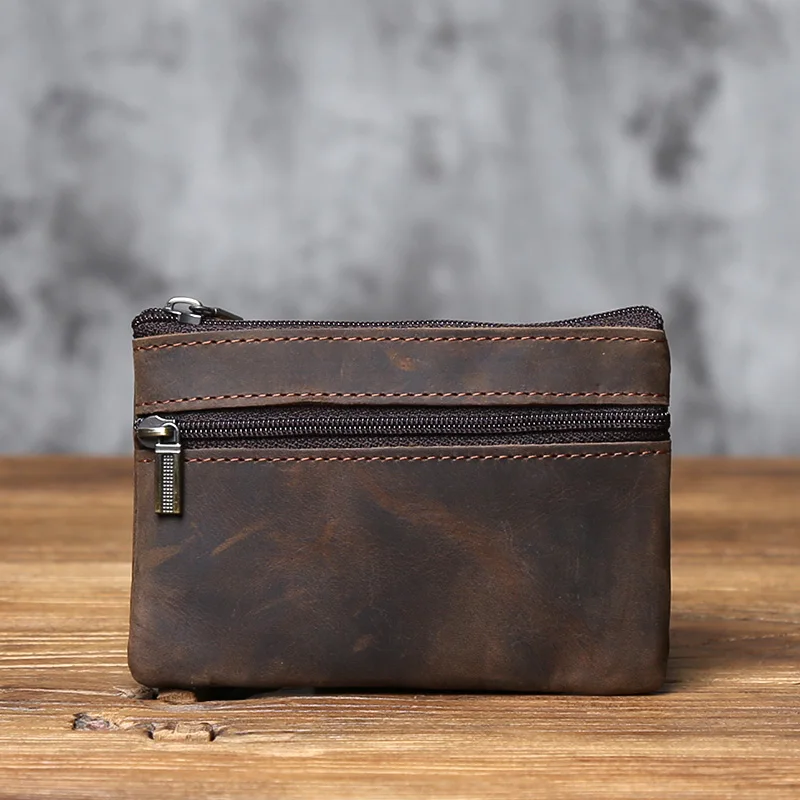 NZPJ männer Echt Leder Karte Tasche Vintage Erste Schicht Rindsleder Geldbörse dame Zipper Brieftasche Schlüssel Tasche Fahrer lizenz Tasche – Detail 5