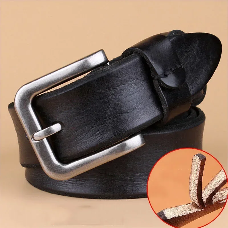 2026 High Quality Belt Men\'s Genuine Leather Top Layer Pure Leather Pin Buckle Jeans Fashion Belts for Men Luxury Designer Brand