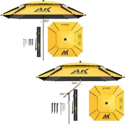 Parasol wędkarski z ochroną UV, zewnętrzna osłona przeciwsłoneczna 360° °   Wodoodporny duży parasol plażowy z podwójną regulacją