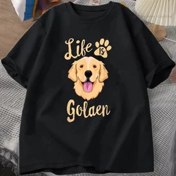 Life Is Golden Retriever T-Shirt Men Women Dog Owner Gift T-Shirt Cotton Loose Casual Tshirts Unisex Tops Tees O-neck Oversized