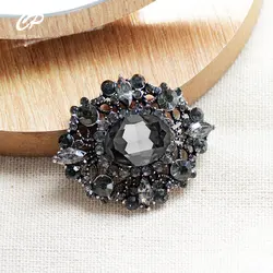 Heavy Industry Luxury Exquisite Temperament Black Rhinestone High Grade Stone Baroque Retro Palace Style Gorgeous Brooch