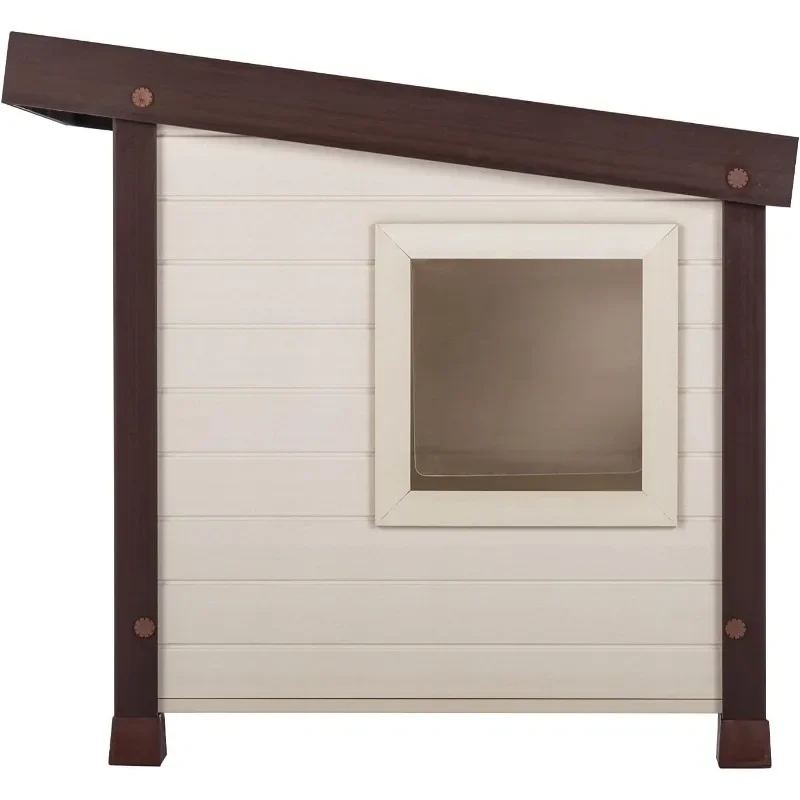 ECOFLEX Albany Outdoor Feral Cat House للقطط المتعددة مع تجميع سريع وسهل، و2 رفوف باب من الفينيل متضمنة في سن المراهقة