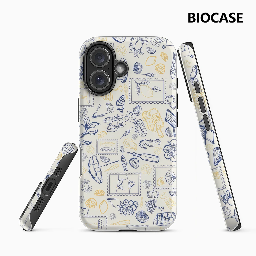 Blau Gelb Seaside Elements IPhone 17 Must-Haves Handyhülle für IPhone 17 16 15 14 13 12 Pro Max Plus Doppelschichtige Rückseite