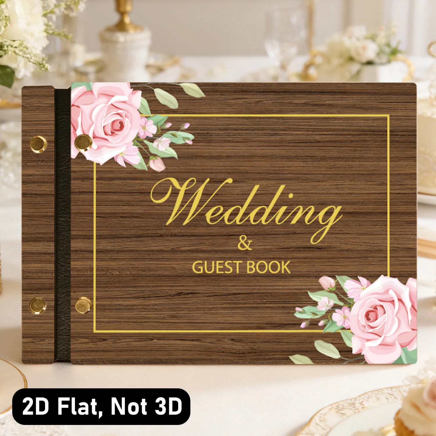 Wooden Guest Book for Wedding & Party, Heartful Guest Book with 40 Pages, Memory Scrapbook, for guests to sign at bridal showers