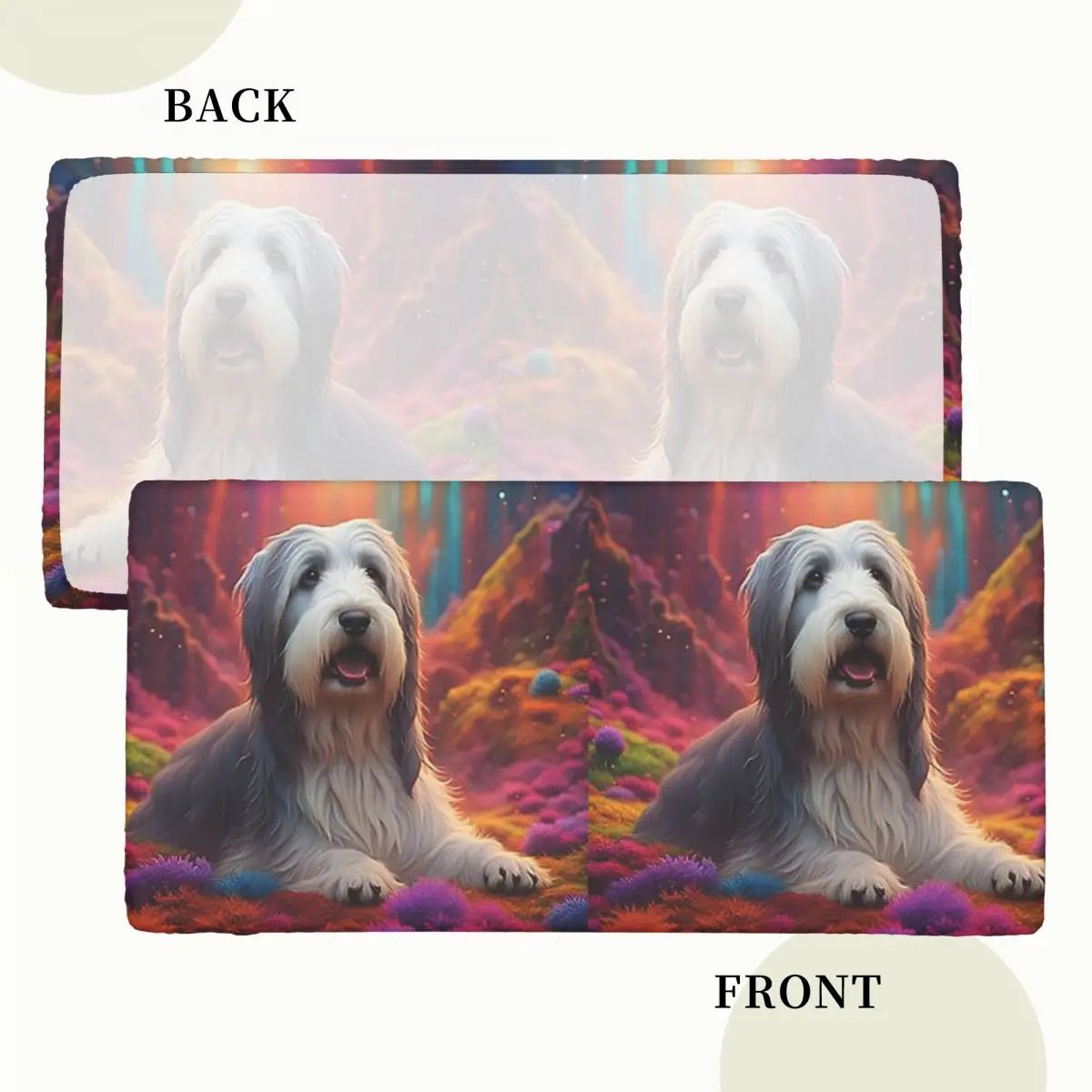 Bearded Collie Dog In Colorful Nature Customized Rectangular Tablecloth Waterproof Table Cover for Dining Events Table Cloth