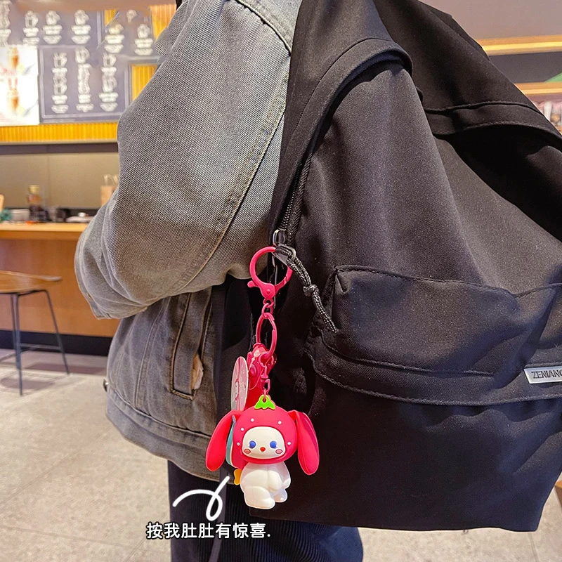 Creative Decompression Squeeze Belly Upright Ear Greedy Rabbit Key Chain Fashion Bag Pendant Keyring Cute Green Frog Keyfob Gift