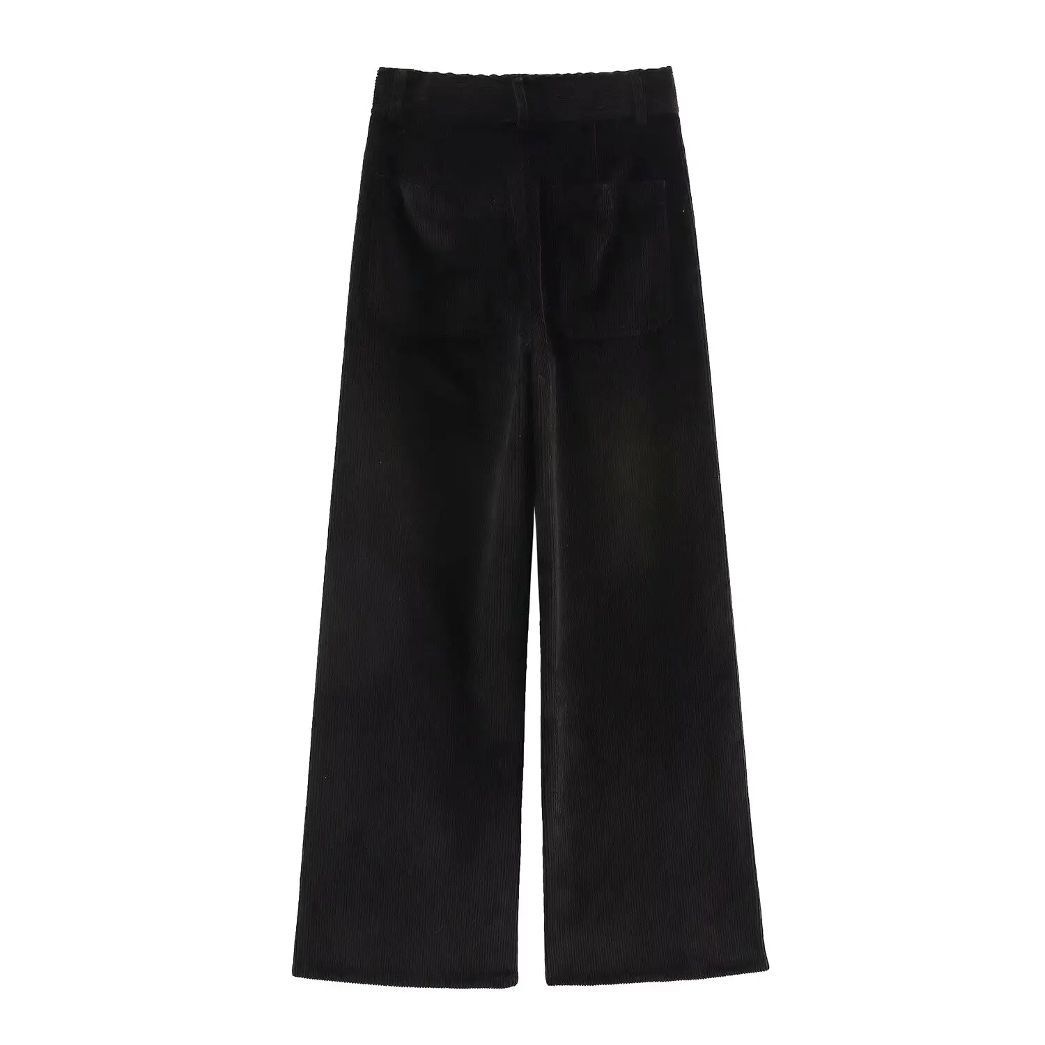 Maxdutti Minimalist Corduroy Women's High Waisted Casual Pants Women Vintage Wide Leg Trousers Ladies Pantalon Femme