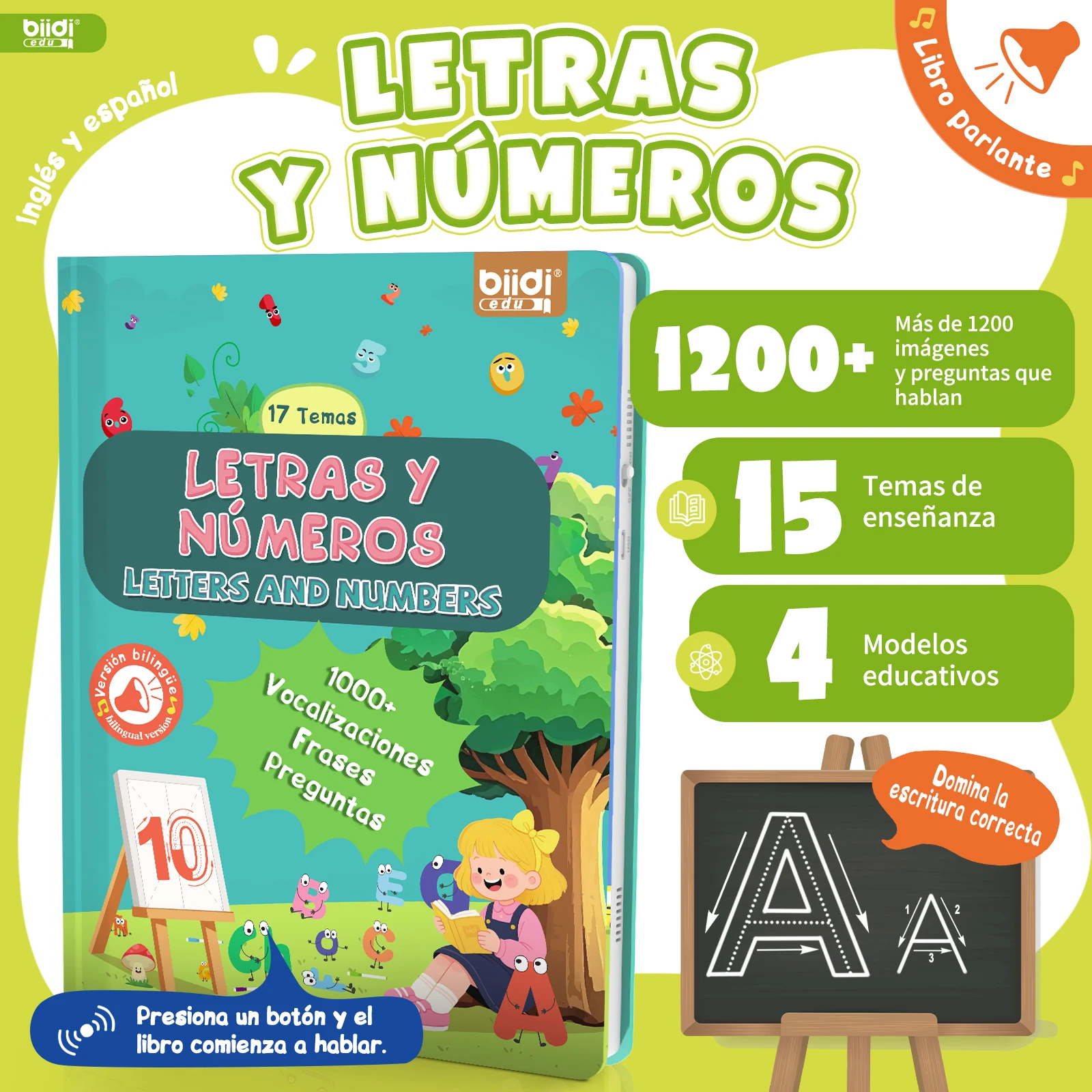 

Интерактивная книга для чтения на испанском и английском языках с аудио-воспроизведением алфавита ABC, обучение чтению и письму, раннее развитие, электронная книга для детей