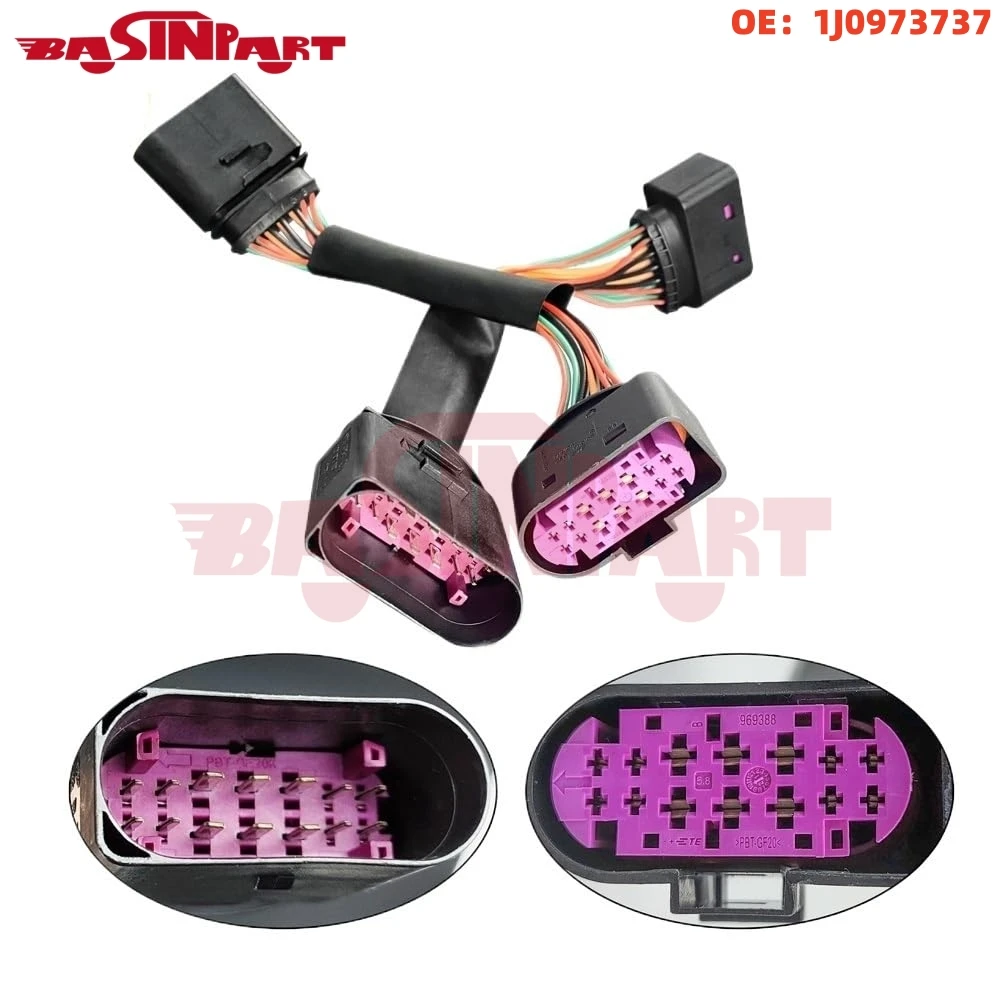 Basinpart Xenon 14 Pins Headlight Wiring Harness Connector Plug Adapter For Audi VW Skoda Seat 1J0973737 1J0973837 Spare Parts
