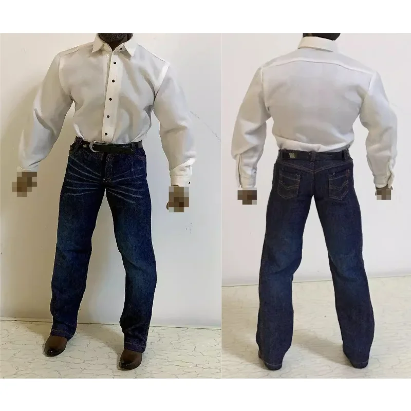 

1/6 Scale Male Soldier Clothes Loose Shirt Jean Pants Shoes Belt Set Model for 12Inch Hobbies PH M35 Strong Body Accessories