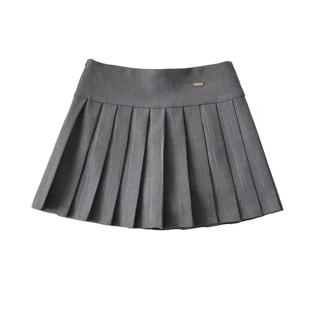 Sexy Split  Skirt High Waist Pleated Short Skirt Anti Exposure American Street Style Long Leg Illusion Half Body Skirt