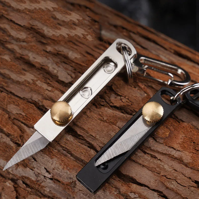 Pure Titanium Mini Push Knife Titanium Alloy Sharp Portable Edc Keychain Pendant Unpacking Express Opening