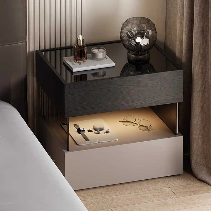 

Storage locker bedside table home Chest of drawers Bed comfortable table Solid wood with fingerprint lock bedroom furniture