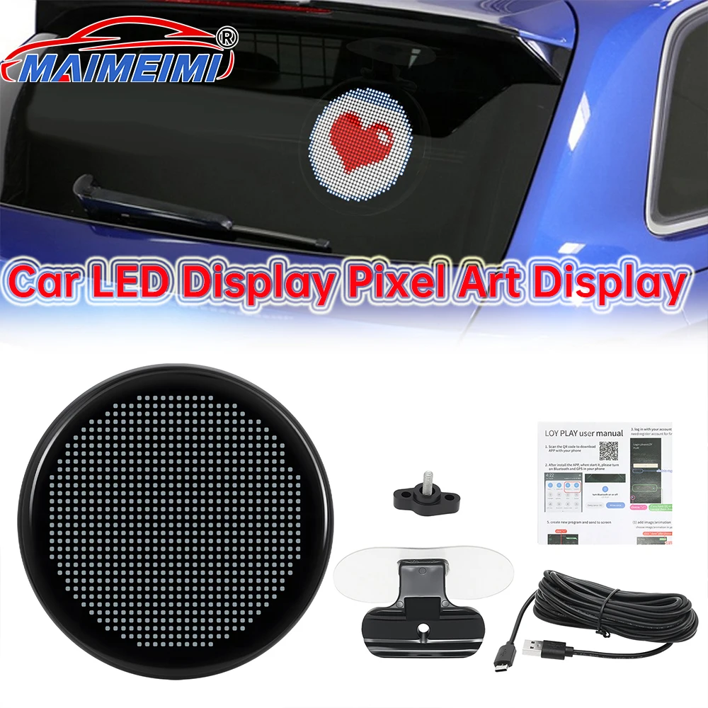 Rotundity LED Display Screen Programmable Lamp CarInterior Car APP Control Rear Windshield Display Pixel Art Display