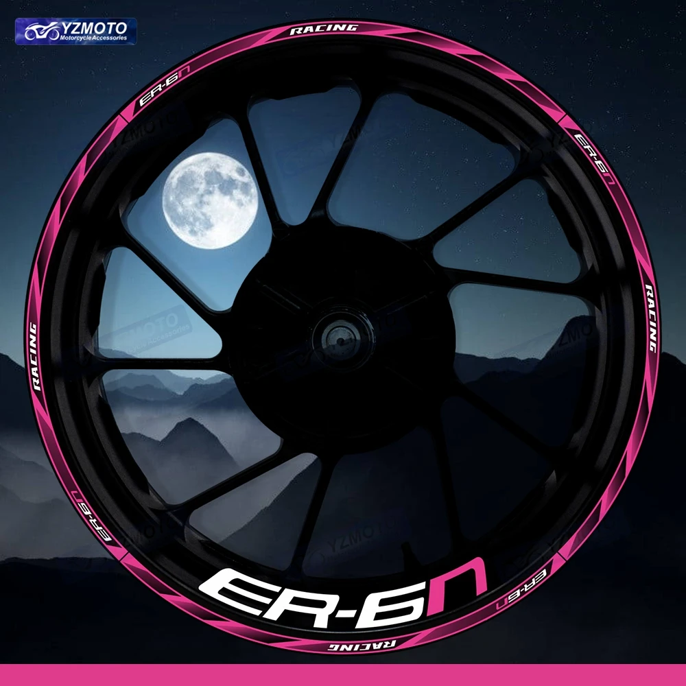 

Для ER-6N ER6N ER 6N мотоцикла 17-дюймовая наклейка на переднюю и заднюю ступицу гоночного колеса, светоотражающие модифицированные декоративные наклейки на обод