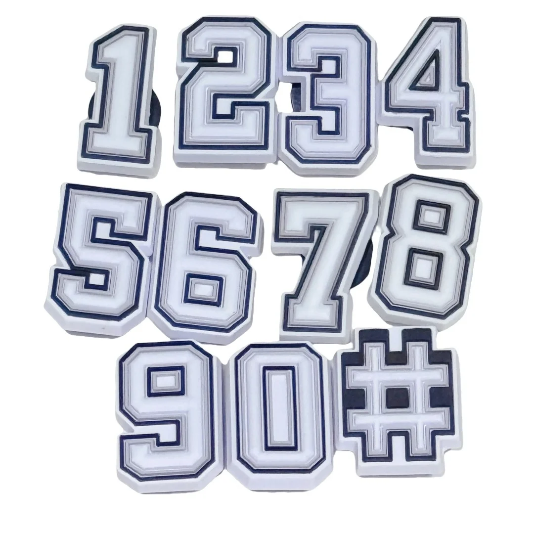 11-100Pcs White Number Math PVC Shoes Buckle Decorations Sandals Charms Garden Shoes Button Accessories DIY Kids Bracelet