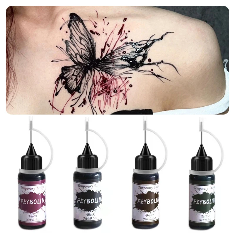Temporary Tattoo Indian Henna Tattoo Ink Body Art Paint Semi-Permanent Makeup Pigment No Pain Eyebrow Eyeliner Beauty Supply DIY