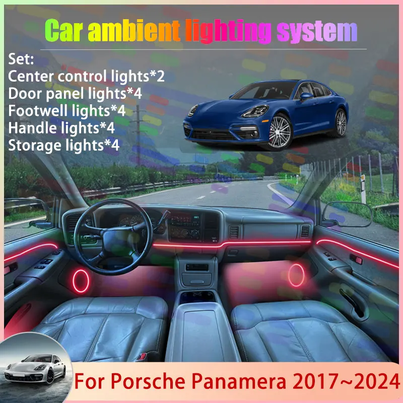 

For Porsche Panamera 971 Chassis G2 2017~2024 MK2 2/18 in 1 Car Atmosphere Light Lamp RGB Shade Ensemble Streamer Atmosphere Set