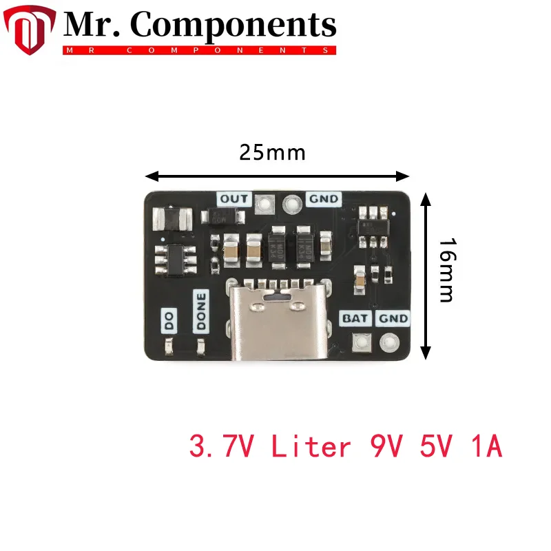 5pcs 3.7V Liter 9V 5V 1A Multimeter Modified Type-c USB 18650 Lithium Battery Charging Boost Discharge Adjust Charger Module