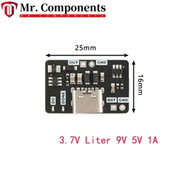 5pcs 3.7V Liter 9V 5V 1A Multimeter Modified Type-c USB 18650 Lithium Battery Charging Boost Discharge Adjust Charger Module