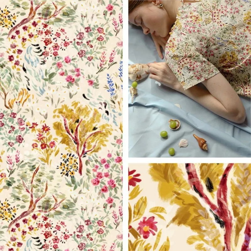 

Fashionable women's wear printed fabric breathable and form-fitting tie-dyed fashion