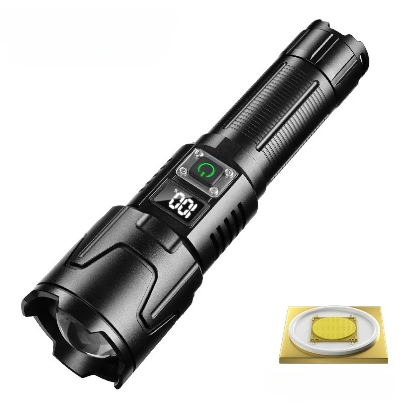 Super Bright Long Range Powerful White Laser Wick LED Flashlight Type-C USB Rechargeable Torch Light High 30W Zoomable Outdoor