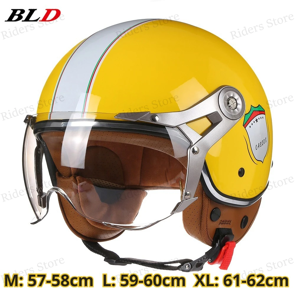 

Retro Motorcycle 3/4 Helmet Open Face with Visor DOT Certified Men Women Four Seasons