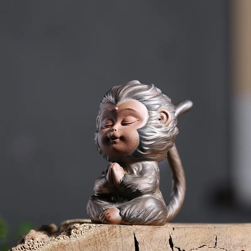 Monkey King Monkey King Statue Ceramic Tea Pet Decorative Art Collection Gift Car Interior Souvenir