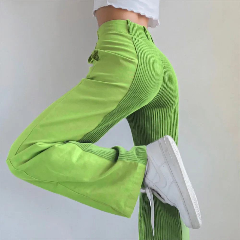 

Autumn And Winter New Women's Suit Pants Loose Color Blocked Pants Light Core Velvet Pants Ladies Fashionable Street Trousers