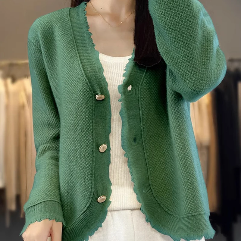 المرأة الخامس الرقبة سترة محبوك سترة قصيرة ربيع الخريف نمط جديد شرابة تصميم واحدة الصدر بلون سترة أعلى #5