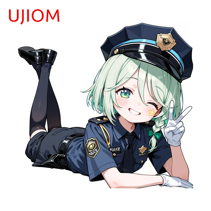 UJIOM Hololive Cute Waifu Wall Sticker Premium Eye Catching Design Prone Posture Occlusion Scratch PVC Decal Computer Case Decor