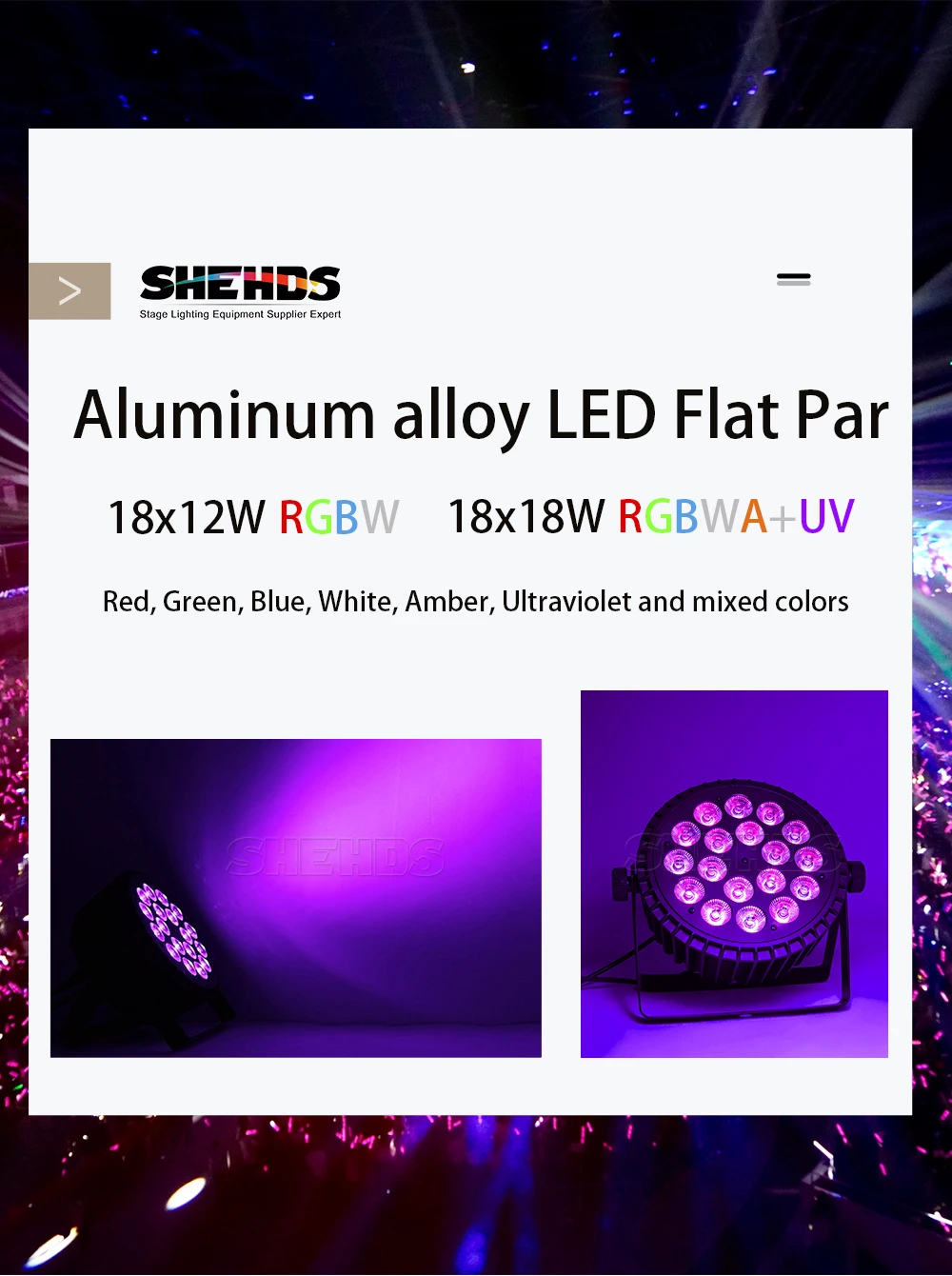 18x18w RGBWA UV Wash Effect Par Flache Aluminium 6in1 LED Bühne Lichter Für DJ Disco Club Hochzeit party DMX512 SHEHDS – Detail 1