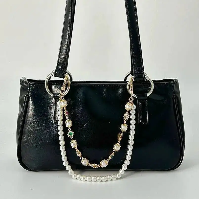 Salircon Exquisite Imitation Perle Liebe Herz Acryl Kette Handtasche Schlüsselbund Frauen Rucksack Jeans Hose Schlüsselring Schmuck Zubehör