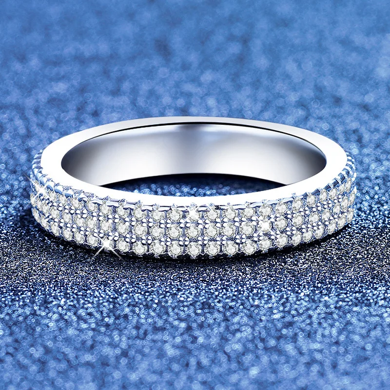 European and American Full Set Moissanite Men's and Women's Rings Platinum PT950 18K Gold Versatile High-end Cuban Hip-hop Ring