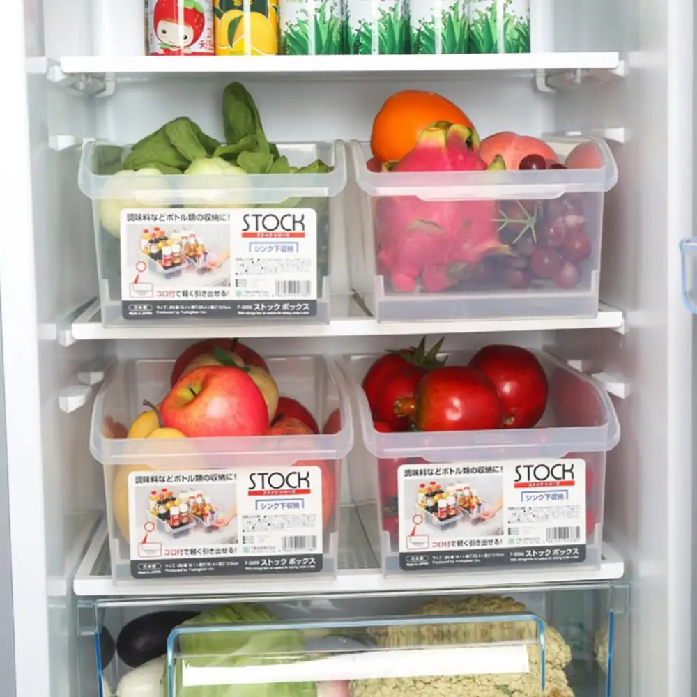 Plastic Fridge Organizer Refrigerator Storage Box Drawer Basket Fresh Vegetable Fruit Boxes Drain Basket Storage Containers