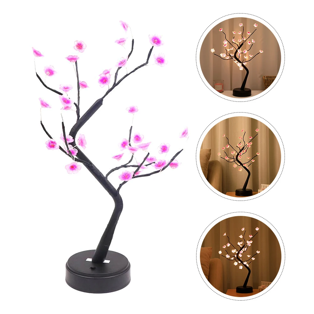 

Small Night Lamp Peach Blossom Tree Shape Decor Durable Home Bedroom Living Room Table Lamp Realistic Modeling