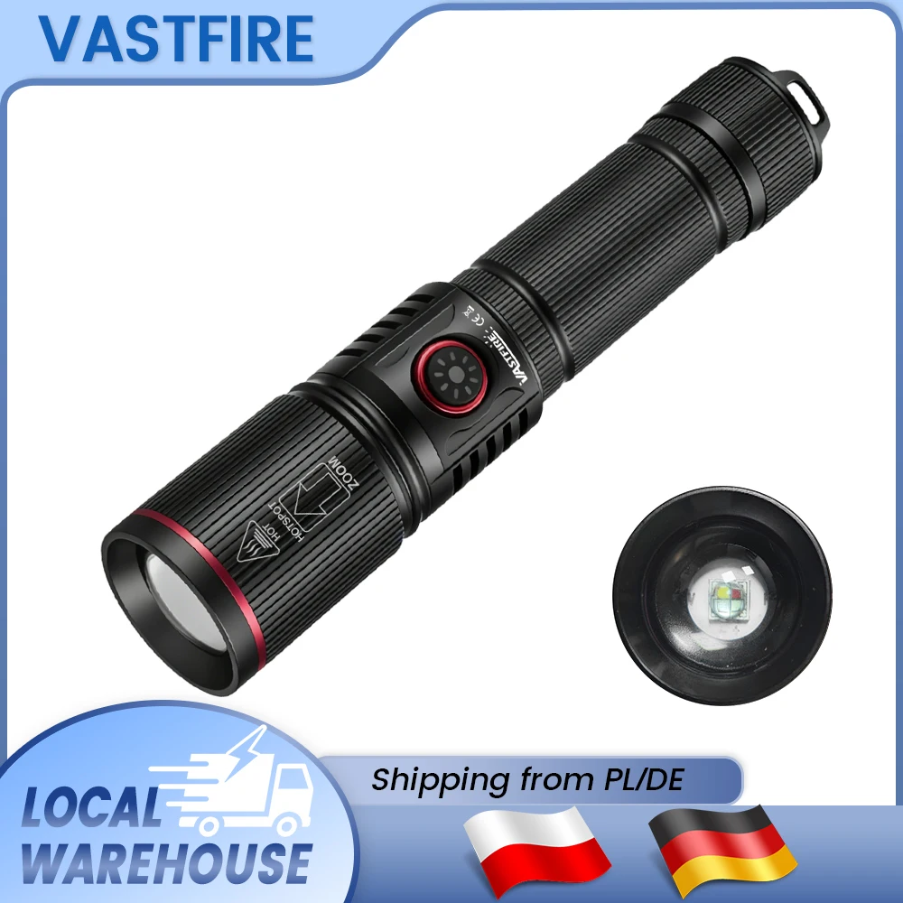 Torcia LED Zoomabile a 4 Colori (Bianco/Rosso/Verde/Blu) Ricaricabile USB per Pesca, Campeggio, Caccia, Fotografia, Selfie, Escursionismo