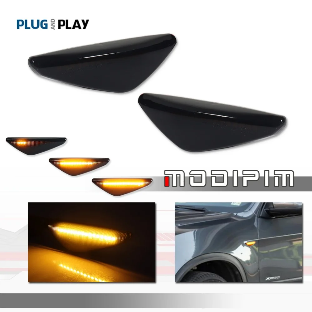 

Безопасные CAN-bus динамические янтарные светодиодные передние крылья автомобиля, боковые габаритные огни, указатели поворота для BMW X3 F25 X5 E70 X6 E71 E72 12V